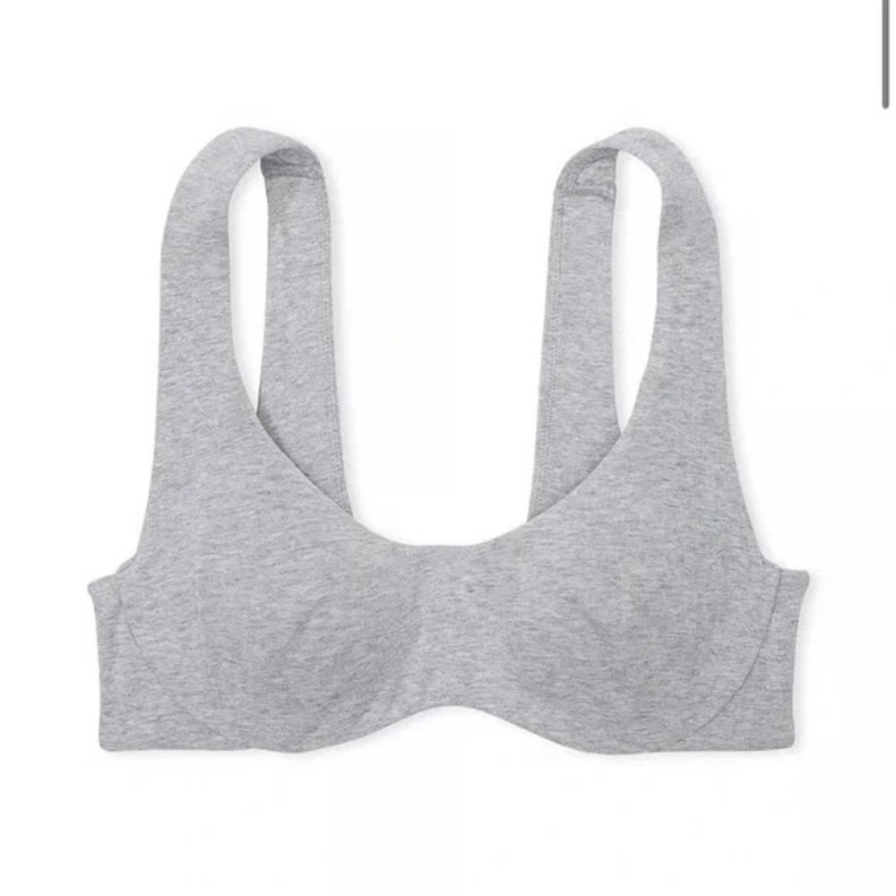 PINK Victoria's Secret Base Cotton Unlined Scoop Bra In Medium Heather Grey M